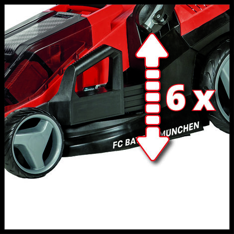 Einhell Akku-Rasenmäher GE-CM 36/36 Li Kit FC Bayern Power X-Change (36 V, 36 cm Schnittbreite, bis 400 m², Brushless, 25-75 mm Schnitthöhe, inkl. 2x 4 Ah Akku und 2x Ladegerät)