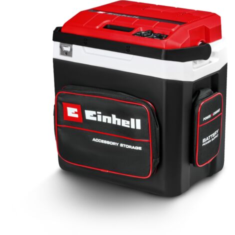 Einhell Akku-Kühlbox TE-COL 18/27 Li-Solo Power X-Change (18 V, 27 Liter, Kühlen und Warmhalten, Hybrid 12 V für Auto, 230 V Stromanschluss, inkl. Taschen, ohne Akku)