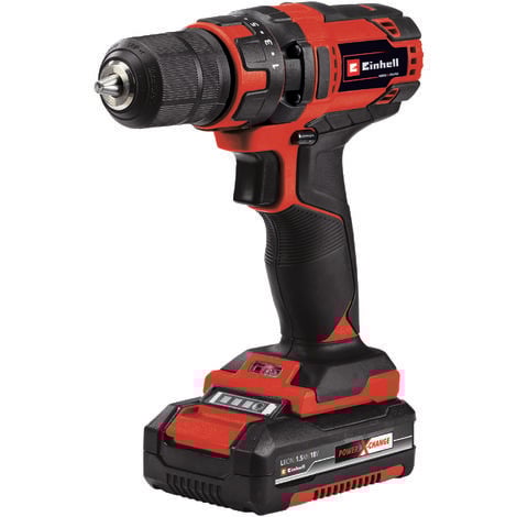 Einhell Akku-Bohrschrauber TC-CD 18/35 Li (1x1,5 Ah) Power X-Change (Lithium Ionen, 18 V, Drehzahl-Elektronik, LED-Beleuchtung, Softgrip, inkl. 1,5 Ah PXC-Akku, Ladegerät + Aufbewahrungskarton)