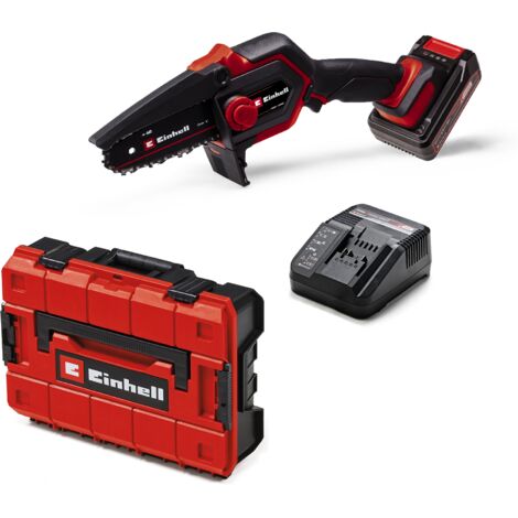 Einhell Akku-Astkettensäge GE-PS 18/15 Li BL Kit Power X-Change (18 V, Brushless, 12,5 cm Schnittlänge, werkzeugloser Schwert-/Kettenwechsel, inkl. 2,5 Ah Akku, Ladegerät, E-Case S-F)