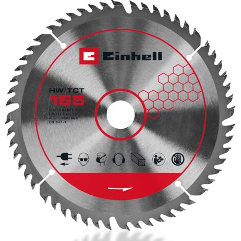 Original Einhell Kreissägeblatt 165x20 (Sägen-Zubehör, Ø 165 mm, Aufnahme 20 mm, 56 Zähne, Wechselzahn, Schnittbreite 1,8 mm, hartmetallbestückt, für Tauchsägen)