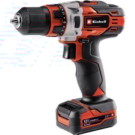 Einhell Akku-Bohrschrauber TE-CD 12/1 Li (Li-Ion, 12 V, 2-Gang-Getriebe, Drehzahl-Elektronik, LED-Beleuchtung, robustes Metallgetriebe, inkl. 45-Min.-Ladegerät + 2,0 Ah-Akku)