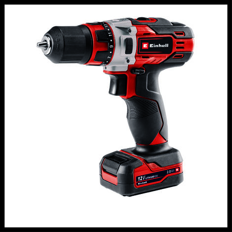 Einhell Akku-Bohrschrauber TE-CD 12/1 Li (Li-Ion, 12 V, 2-Gang-Getriebe, Drehzahl-Elektronik, LED-Beleuchtung, robustes Metallgetriebe, inkl. 45-Min.-Ladegerät + 2,0 Ah-Akku)
