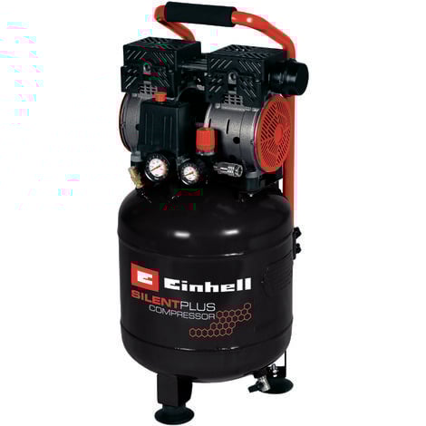Einhell Kompressor TE-AC 135/24 Silent Plus (750 W., max. 8 bar, 24 l-Tank, 135 l/min Ansaugleistung, Motordrehzahl 1450 min-1, Manometer, Schnellkupplung, ölfrei)