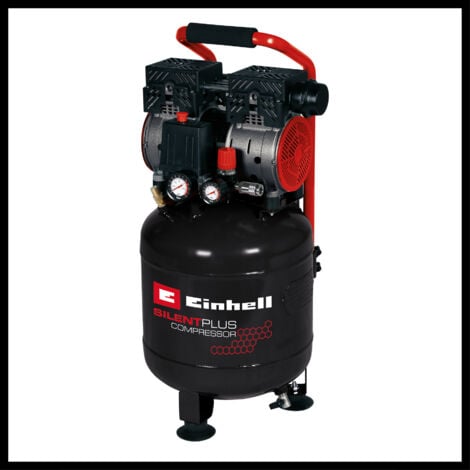 Einhell Kompressor TE-AC 135/24 Silent Plus (750 W., max. 8 bar, 24 l-Tank, 135 l/min Ansaugleistung, Motordrehzahl 1450 min-1, Manometer, Schnellkupplung, ölfrei)