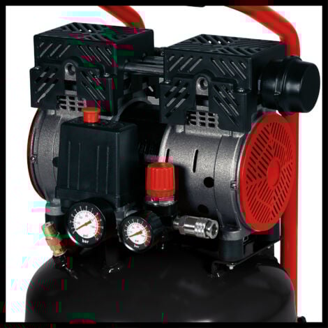 Einhell Kompressor TE-AC 135/24 Silent Plus (750 W., max. 8 bar, 24 l-Tank, 135 l/min Ansaugleistung, Motordrehzahl 1450 min-1, Manometer, Schnellkupplung, ölfrei)