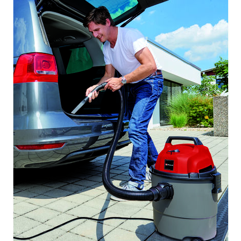 Einhell Nass-Trockensauger TC-VC 1815 (1.250 Watt, 180 mbar, robuster Kunststoffbehälter 15 l, Blasanschluss, 4 Rollen, Zubehörhalterung, inkl. Saugschlauch, Düsen + Filter)