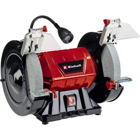 Einhell Doppelschleifer TC-BG 200 L (max. 400 W, Ø200xø32x25 mm Schleifscheibe, biegbares Licht, große + verstellbare Arbeitsauflagen, inkl. Grob-/Feinschleifscheibe K36/K60)
