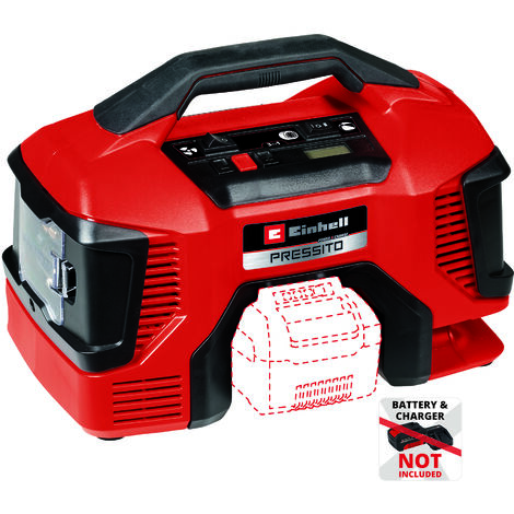 Einhell Akku-Kompressor PRESSITO 18/21 Power X-Change (18 V, max. 10.5 bar, 21 l/min Ansaugleistung, Motordrehzahl 18000 min-1, ölfrei, ohne Akku)
