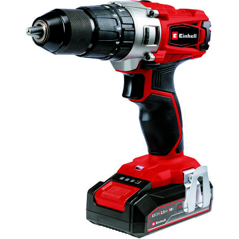 Einhell Akku-Schlagbohrschrauber TE-CD 18/2 Li-i +22 (1x2,5Ah) Power X-Change (Li-Ion, 18 V, 44 Nm, 2-Gang-Getriebe, inkl. 2,5 Ah Akku, Schnellladegerät, 22-tlg. Bit-Box und Koffer)