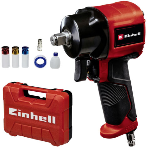 Einhell Druckluft-Schlagschrauber TC-PW 610 Compact (max. 8 bar, max. Drehmoment  610 Nm, 1/2"-Vierkantantrieb, Links-/Rechtslauf, Lieferung im Koffer, inkl. 3 Stecknüssen)