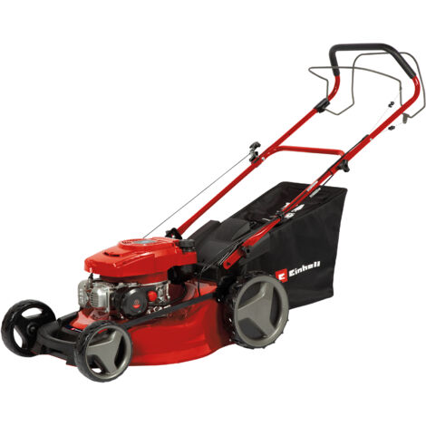 Einhell Benzin-Rasenmäher GC-PM 51/3 S HW (2.7 KW, 4-Takt-Motor, 51 cm Schnittbreite, bis zu 1800 m², abschaltbarer Hinterradantrieb, 6-stufige zentrale Schnitthöhenverstellung, Grasfangsack 70 L)