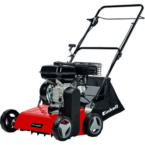 Einhell Benzin-Vertikutierer GC-SC 4240 P (bis 1.200 m², 4.2 kW, 4-Takt-Motor, kugelgelagerte Messerwalze mit 18 Stahlmessern, 8-stufige zentrale Arbeitstiefeneinstellung)
