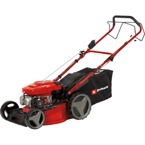 Einhell Benzin-Rasenmäher GC-PM 46 S HW-E (2 kW, 1 Zylinder, 4-Takt-Motor, für bis zu 1.400 m², Elektro-Start-Funktion, abschaltbarer Hinterradantrieb, 65 l-Grasfangsack)