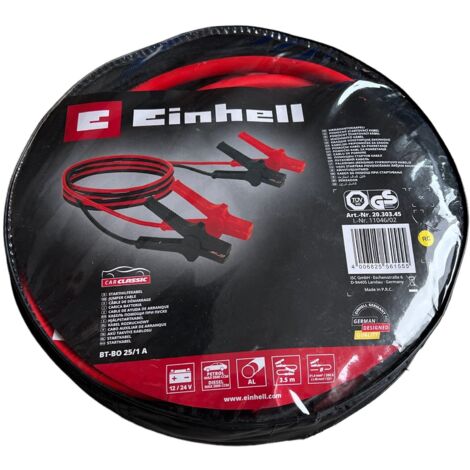 Einhell Starthilfekabel BT-BO 25/1 A für Benzin- und Dieselmotoren (4 vollisolierte Polzangen, mit praktischer Tragetasche)