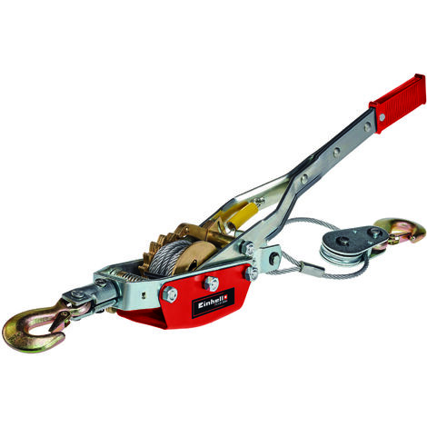 Einhell Handhebelseilzug TC-LW 2000 (3,3 Meter langes drallfreies Drahtseil, max. Zugkraft mit Umlenkrolle 2.000 kg, inkl. einer Umlenkrolle mit Lasthaken & Sicherheitsbügel)