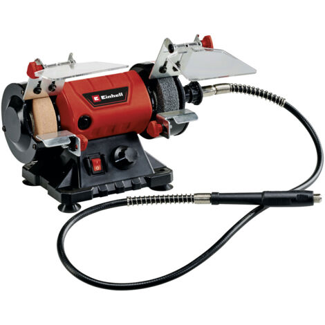 Einhell Doppelschleifer TC-XG 75 Kit (max. 150 W, Ø75xø10x20 mm Schleifscheiben, kugelgelagerte Welle, inkl. Schleifscheibe K120/K400, flexible Welle, 85-tlg. Set aus verschiedenen Aufsätzen)