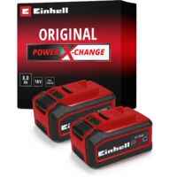 Original Einhell Akku PXC-Twinpack 18V 5-8 Ah Multi-Ah Power X-Change Plus (18V, für alle PXC-Geräte, Ladezustandsanzeige, Batteriemanagementsystem, 2X 5-8 Ah Multi-Ah Akkus, ohne Ladegerät)