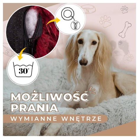 SPRINGOS Hundebett Liegeplatz Ø 80 cm Altrosa Rund Langhaar Schlafplatz Komfortabel Kuschelig Anti-Rutsch-Unterseite