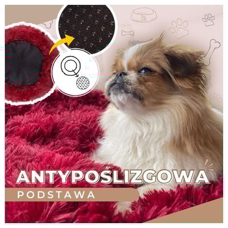 SPRINGOS Hundebett Liegeplatz Ø 80 cm Altrosa Rund Langhaar Schlafplatz Komfortabel Kuschelig Anti-Rutsch-Unterseite