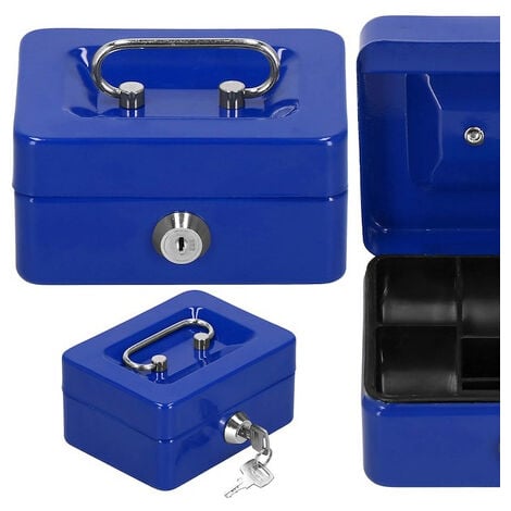 Geldkassette abschließbar Sparbox 12,5 x 6,5 x 9,5 cm blau