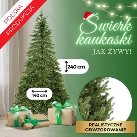 Künstlicher Premium-Weihnachtsbaum, 240 cm hoch, dichter Tannenbaum.