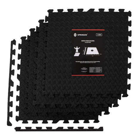SPRINGOS Puzzlematte Trainingsmatte Fitnessmatte Schwarz EVA-Schaum ...