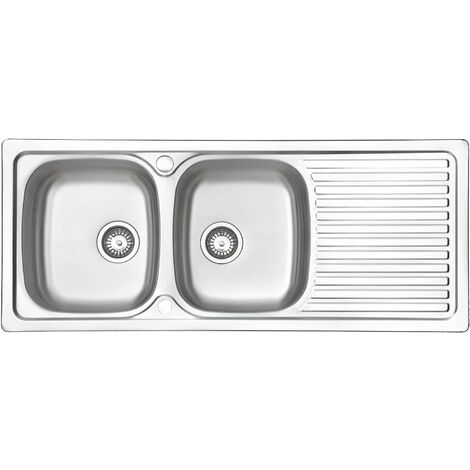 JASSFERRY Edelstahl Einbauspüle Küchenspüle 2 Becken mit umkehrbarer Abtropffläche 1200 x 500 mm