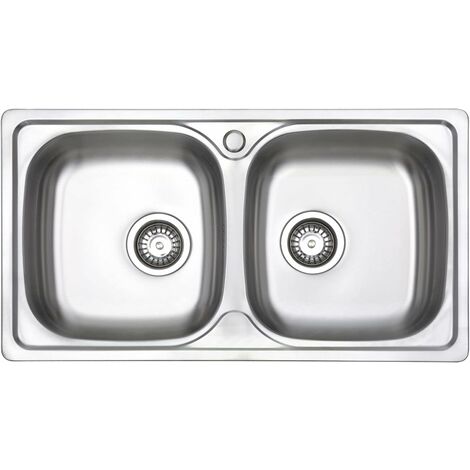 JASSFERRY Küchenspüle 2 Becken, Einbauwaschbecken aus Edelstahl, mit mit Abfallsieb, 80 x 44 cm