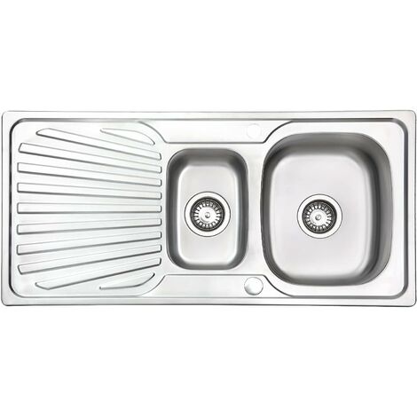 JASSFERRY Einsatz Küchenspüle Edelstahl 1,5 Becken mit wendbarem Abtropffläche 100 x 48 cm