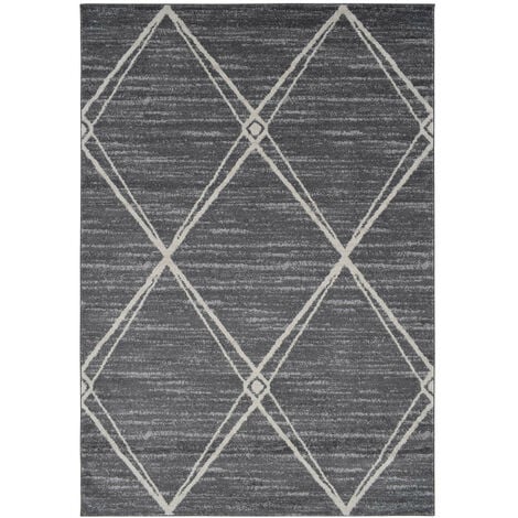 Relaxdays Paillasson gris chiné tapis d'entrée couloir intérieur extra plat  mince 40 x 60 cm, noir-gris