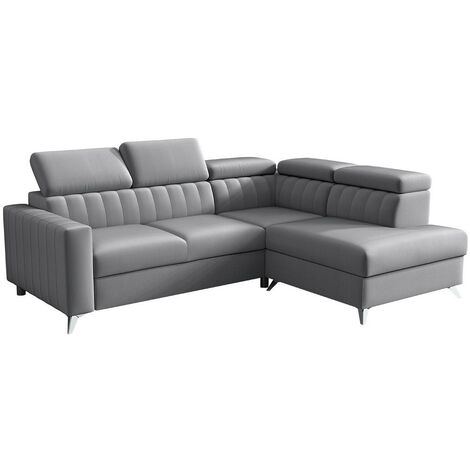 Canapé d'angle Columbus 202, Velutto 16, Fonction de couchage, Boîte de literie, 249x195x80cm (1/5)