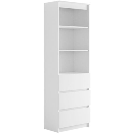 Mobilier1 – Étagère blanche avec 3 tiroirs – Stratifié 180x60x35cm – Bords protégés ABS – Fabriquée en Union Européenne (1/4)