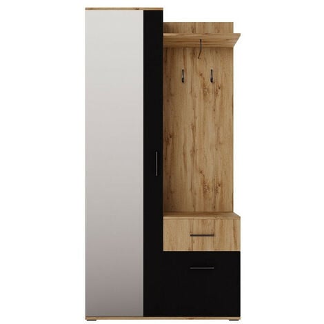 Meuble d'entrée Stanton 141 , 195x97x28cm, Miroir, Stratifié, À poser