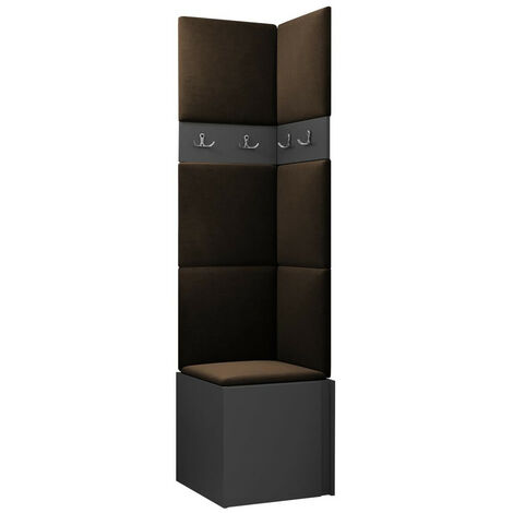 Meuble d'entrée Pinis XXI, Graphite, 186x42x46cm, Tissu, Stratifié, À poser, Murale