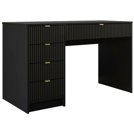 Mirjan24 – Bureau droit noir avec 5 tiroirs – Dimensions 120x55x76cm – Matériaux stratifié et MDF – Design moderne avec bords ABS