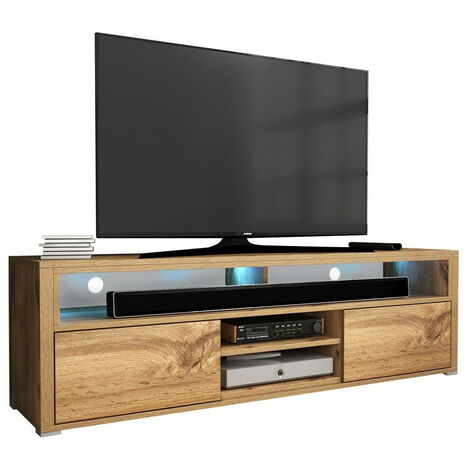 Mobilier1 – Meuble TV Nashville 111 – 2 portes – Dimensions 137x43x33cm – Éclairage LED intégré – Design moderne en stratifié et MDF (1/4)