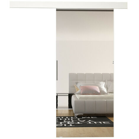 Mobilier1 – Porte coulissante blanche 860x2050mm – Système de Laguna – Mécanisme de fermeture silencieux – Stratifié aluminium