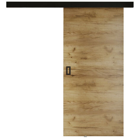 Mirjan24 – Porte coulissante 1060x2050mm en stratifié Craft chêne – Mécanisme coulissant silencieux – Rails en aluminium pour installation facile