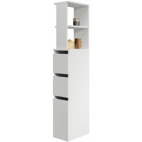 Mobilier1 – Armoire de bain indépendante à poser – 1 porte – 2 tiroirs – Stratifié – Dimensions 136x20x33cm – Bords protégés ABS pour durabilité (1/5)