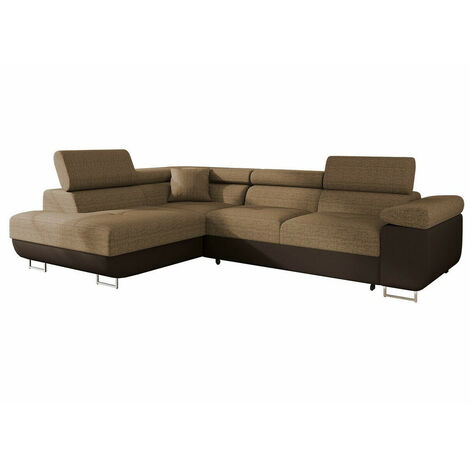 Canapé d'angle Comfivo Eliferu 100, Soft 066 + Lux 03, Fonction de couchage, Boîte de literie, 274x203x70cm, 0 (1/5)