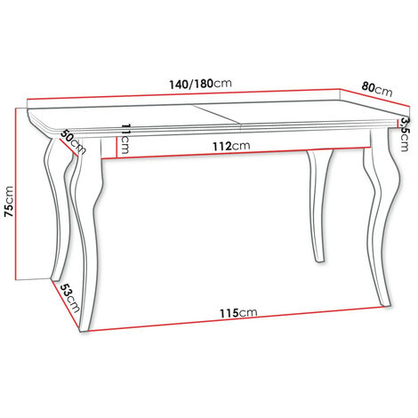 Table Racine 101 , 76x80x140cm, Allongement, MDF, Bois
