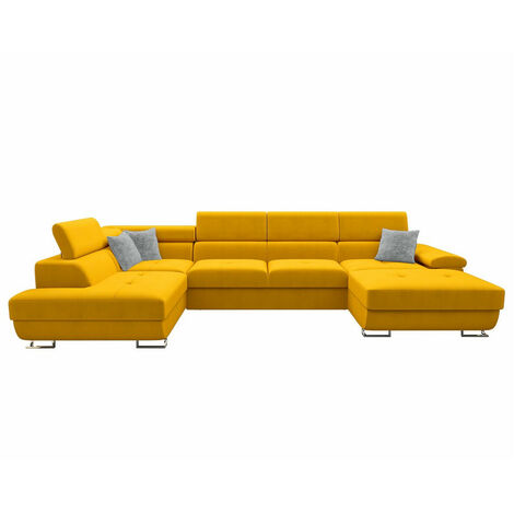 Canapé d'angle Comfivo 249, Venus Velvet 2916 + Miu 2059, Fonction de couchage, Boîte de literie, 345x202x71cm, 0 (1/5)