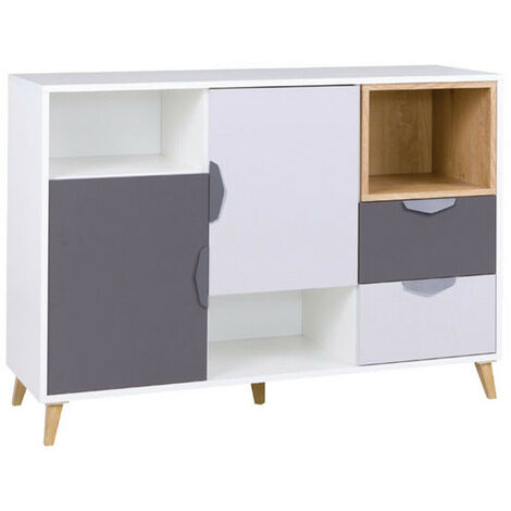 Commode Domvera 106 , Avec tiroirs et portes, Nombre de tiroirs: 2, 84x120x40cm (1/4)