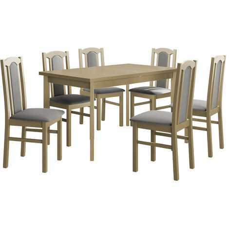 Salle à manger complète Victorville 313, Sonoma chêne, 78x80x140cm, Diamètre: 0, Nombre de places: 6, Style: Contemporary (1/5)