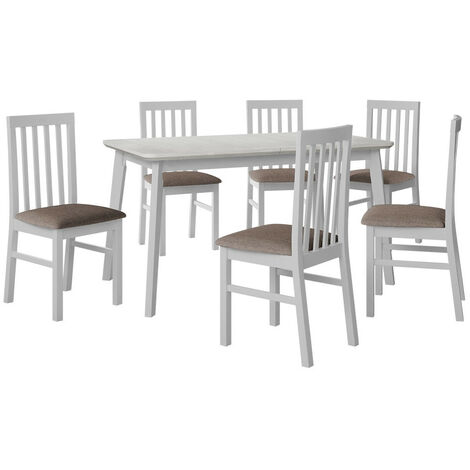 Salle à manger complète Victorville 267, Blanc, 75x80x140cm, Diamètre: 0, Nombre de places: 4, Style: Contemporary