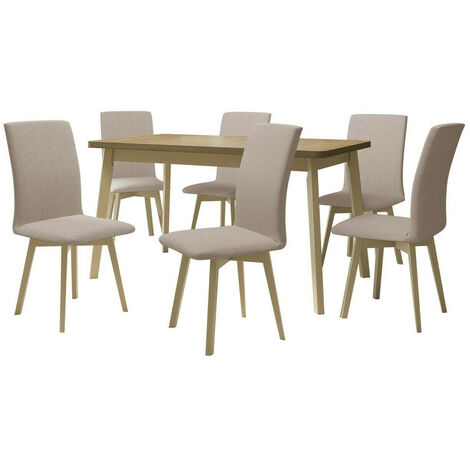 Salle à manger complète Victorville 335, Sonoma chêne, 75x80x140cm, Diamètre: 0, Nombre de places: 6, Style: Contemporary