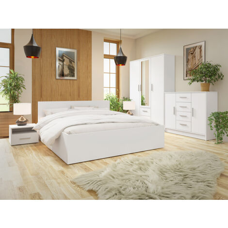 Lit Comfivo Romtea 100 , Double, 160x200, Stratifié, Sommier à lattes, 164x204x80cm