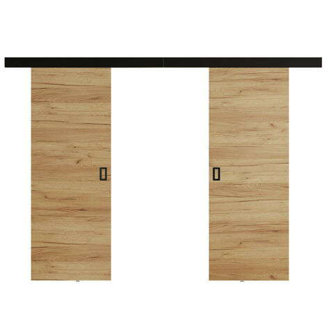 Mirjan24 – Porte coulissante 2050x760mm en stratifié Craft chêne – Rails en aluminium – Mécanisme de fermeture silencieux – Pour espaces optimisés