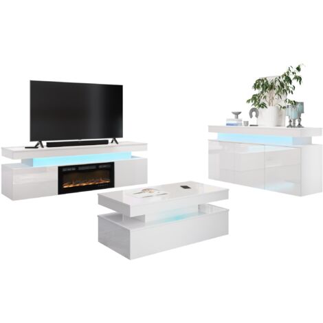 Ensemble de salon Monfero 106, Blanc + Blanc brillant (1/5)